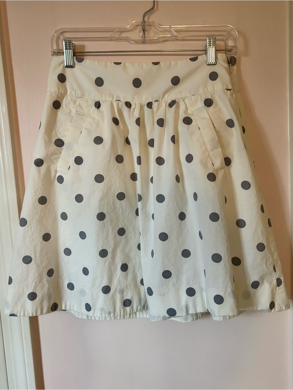 J. Crew Cotton Polka Dot A-Line Skirt - with pockets, fully lined.